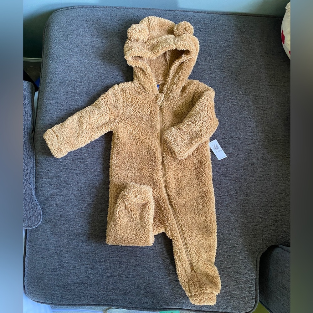 Unisex Critter Jumpsuit Bear Costume Hooded One-Piece for Toddler 18-24 months